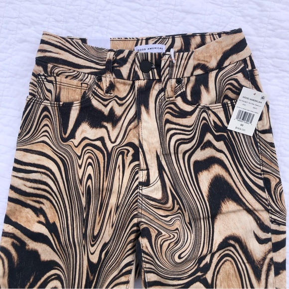 Good American Good Classic Natural Swirl Skinnyish Fit Hi-rise Jeans Size 00/24 - Picture 6 of 11